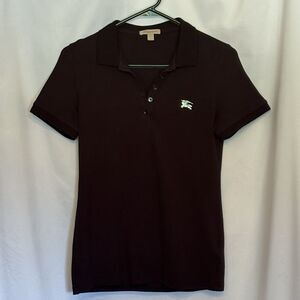 Burberry Brit Women’s Polo Shirt Black Short Sleeve Size Large Logo Preppy